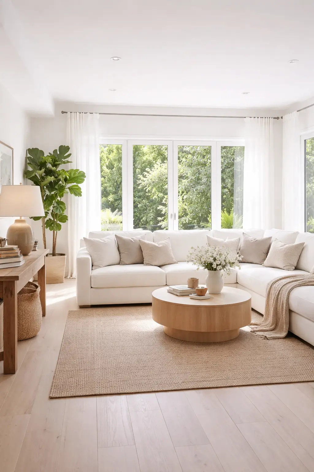 White ceiling making a living room feel bright and open