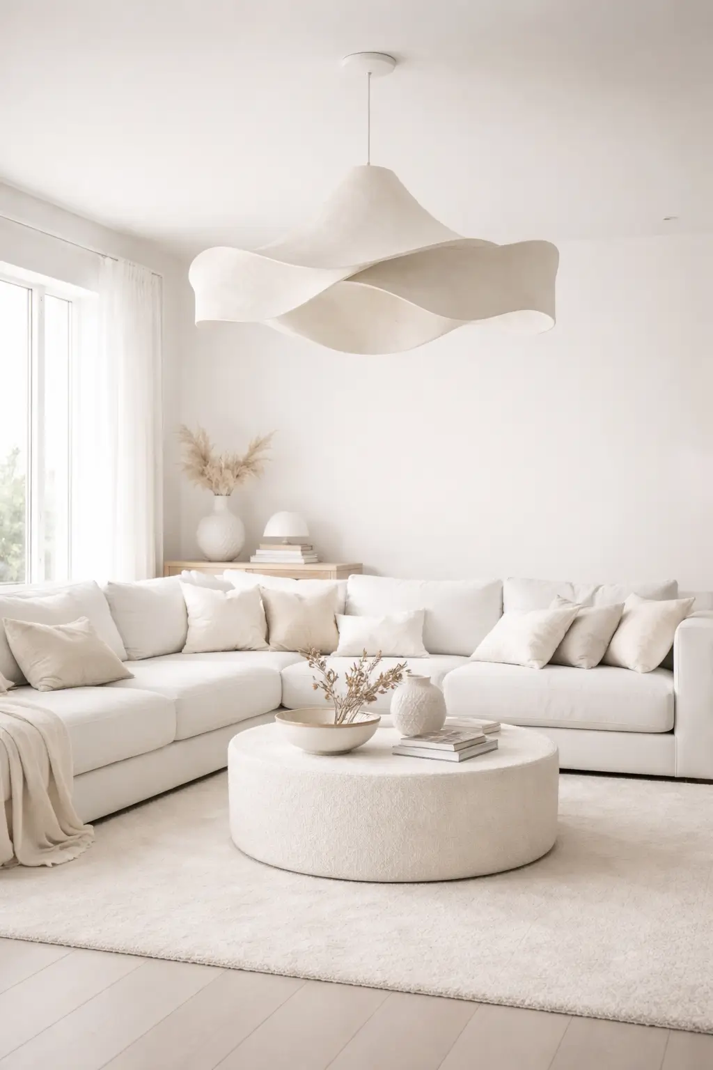 White lighting fixtures enhancing a cozy living room
