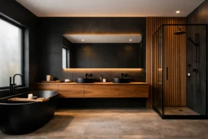 22 Black and Wood Bathroom Ideas That Look Modern and Luxurious