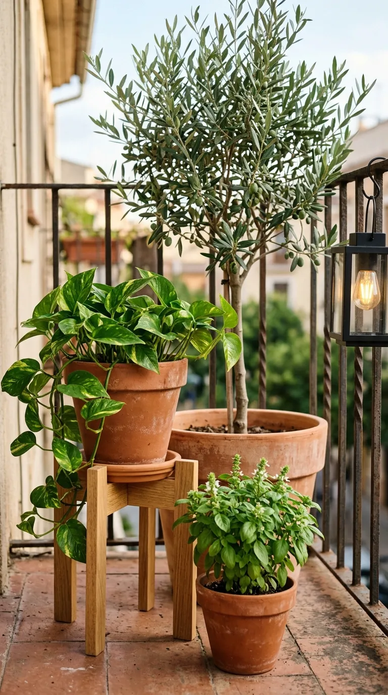 10 Image 10 A Balcony Corner With Three Layered Potte