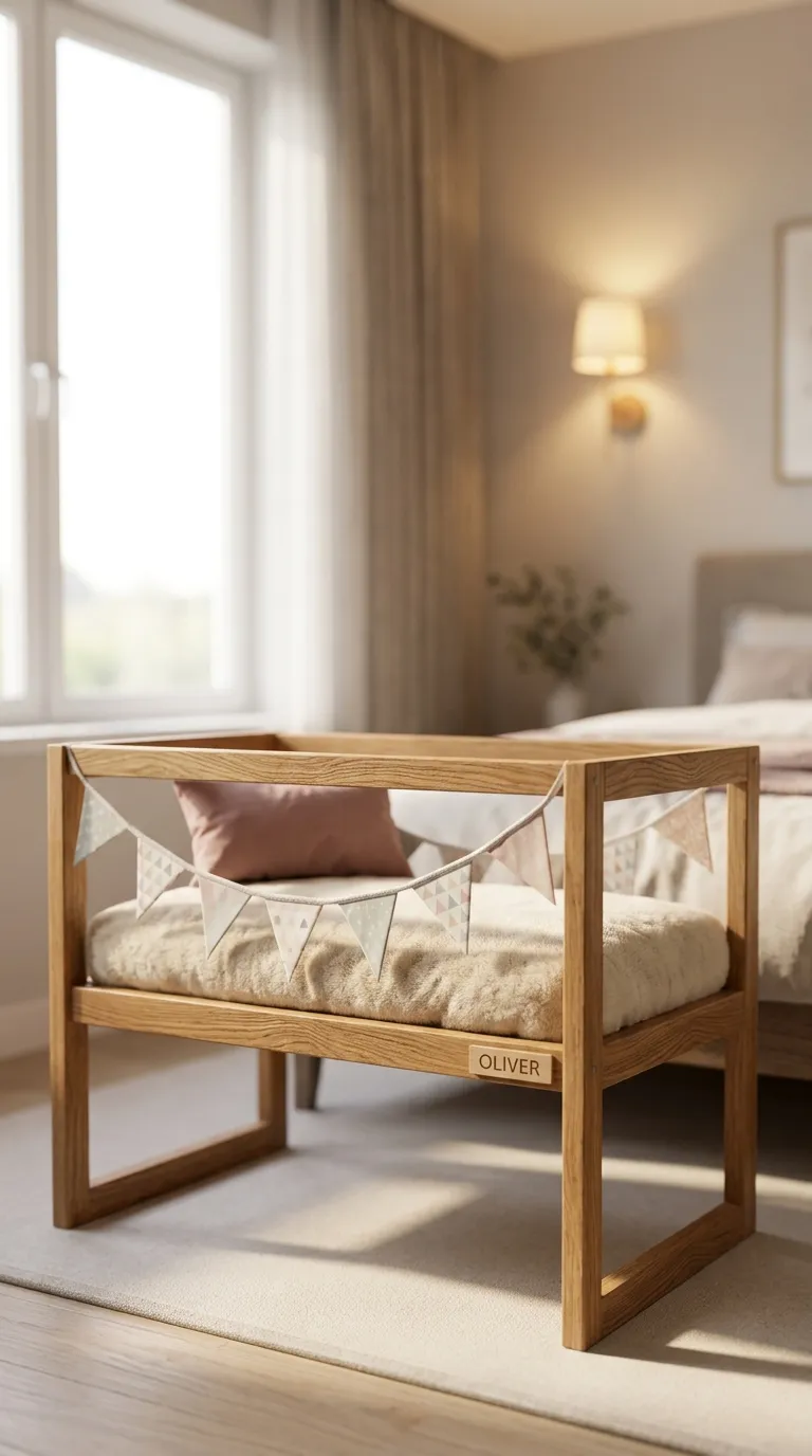 10 Image 10 A Low Wood Cradle Frame In Warm Oak With
