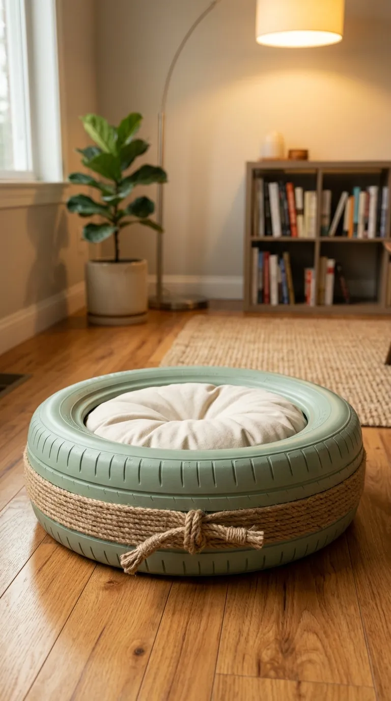 11 Image 11 A Clean Used Tire Painted Soft Sage Green