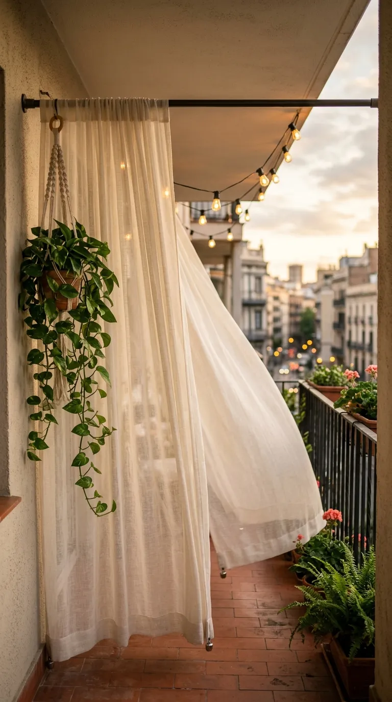 12 Image 12 Sheer Cream Outdoor Curtains Hung On A Te