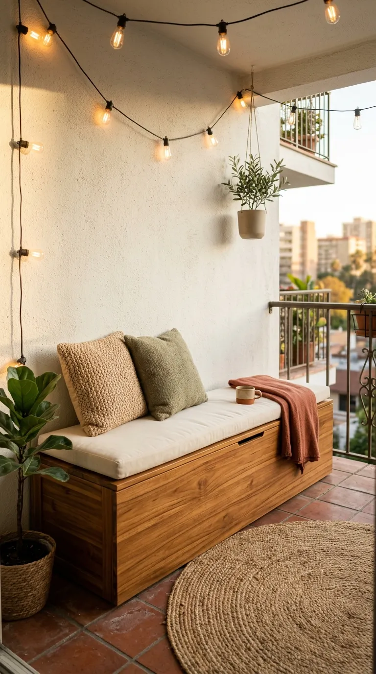 15 Image 15 A Long Warm Wood Storage Bench With A Lif