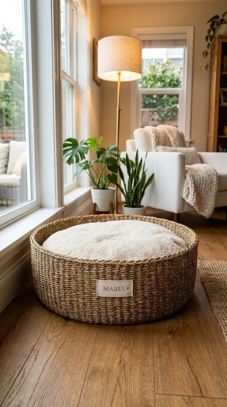 16 Image 16 A Large Round Seagrass Basket Holding A S