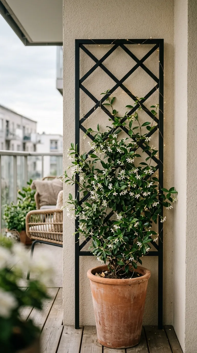 17 Image 17 A Matte Black Metal Trellis Panel Leaned