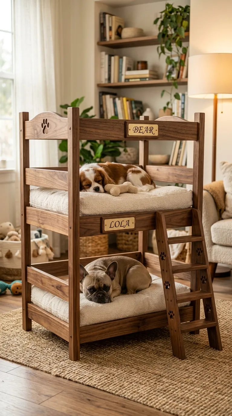 17 Image 17 A Two Level Wood Bunk Bed For Small Dogs
