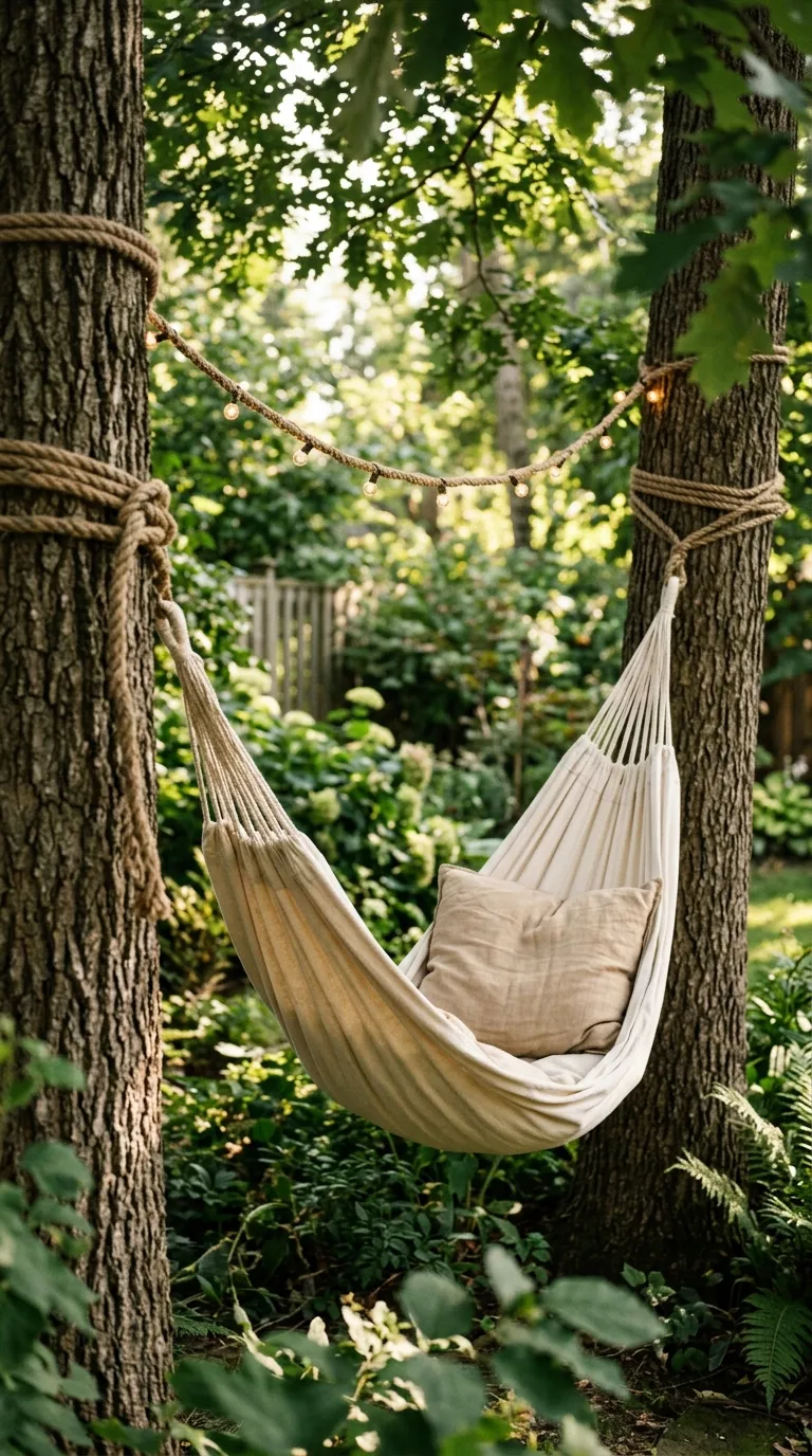 18 Image 18 A Thick Warm Cream Canvas Hammock Hung Be