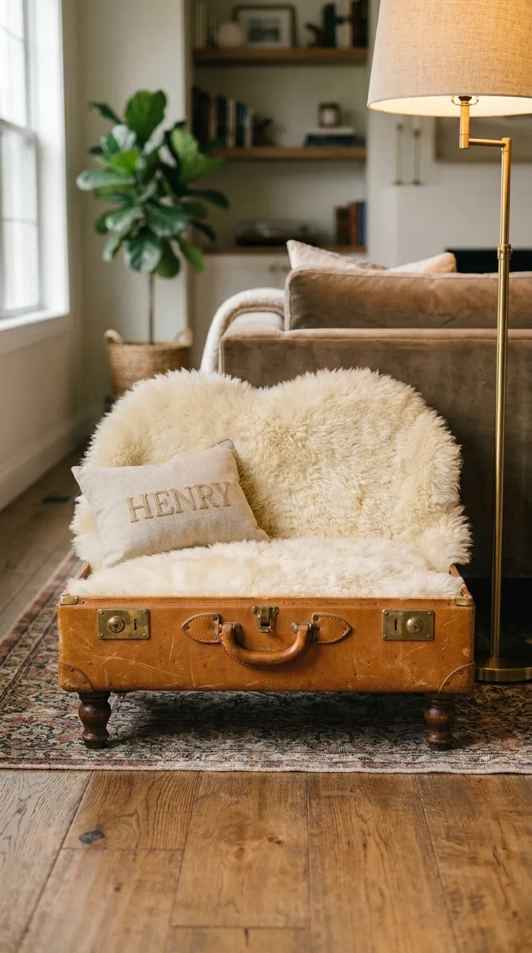 1 Image 1 A Vintage Warm Tan Leather Suitcase With B