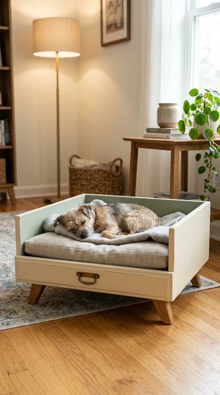 6 Image 6 An Old Wood Drawer Turned Dog Bed Painted