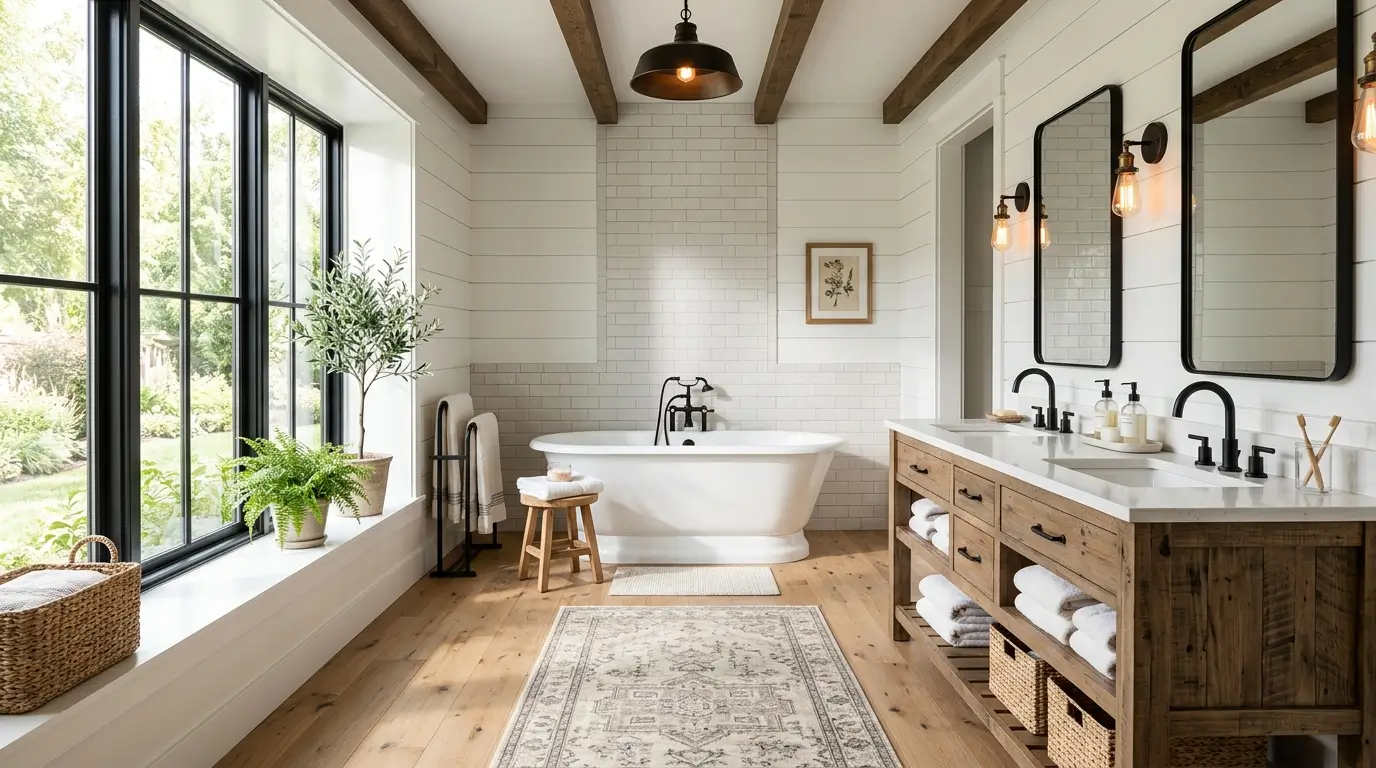 20 Modern Farmhouse Bathroom Ideas for a Warm, Inviting Space